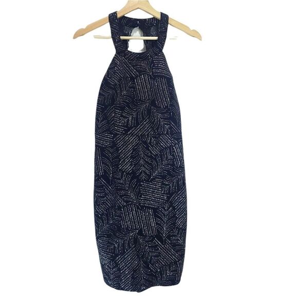 Le Chateau Sparkly Feathers Halter Neck Lace Back Bodycon Dress - Picture 1 of 12